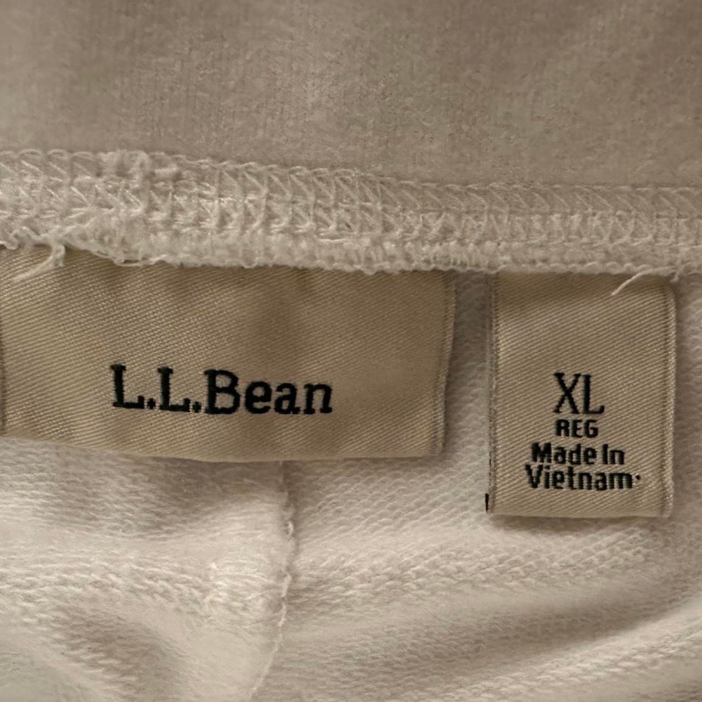 L.L.Bean Women's White Cotton Knit Sweatpants XL Straight Mid Rise Pockets